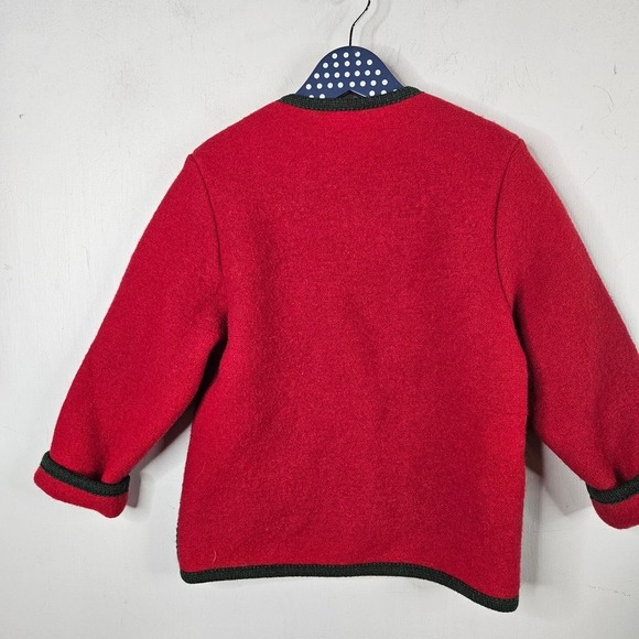 SIGI Scheiber Boiled Wool Cow Motif Sweater Cardigan Kids 116 6 7 Red - Picture 5 of 6